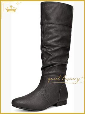 Knee High Faux Fur Lined Pull On Snow Boots with Zip Closure